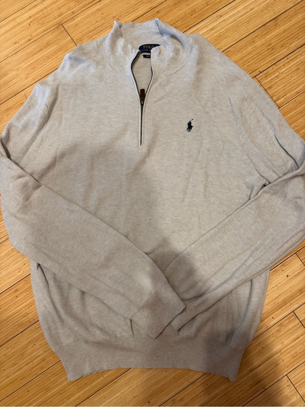 Polo by Ralph Lauren cream Half-Zip Sweater with Navy Pony